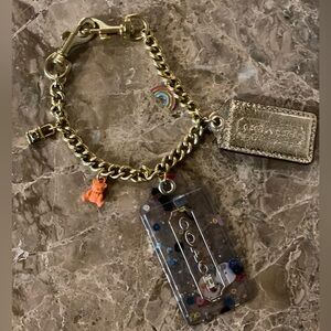 UPCYCLED Junk Gypsea Gold-tone Bag Chain W/Mini Charms & 2 COACH Poppy Hangtags